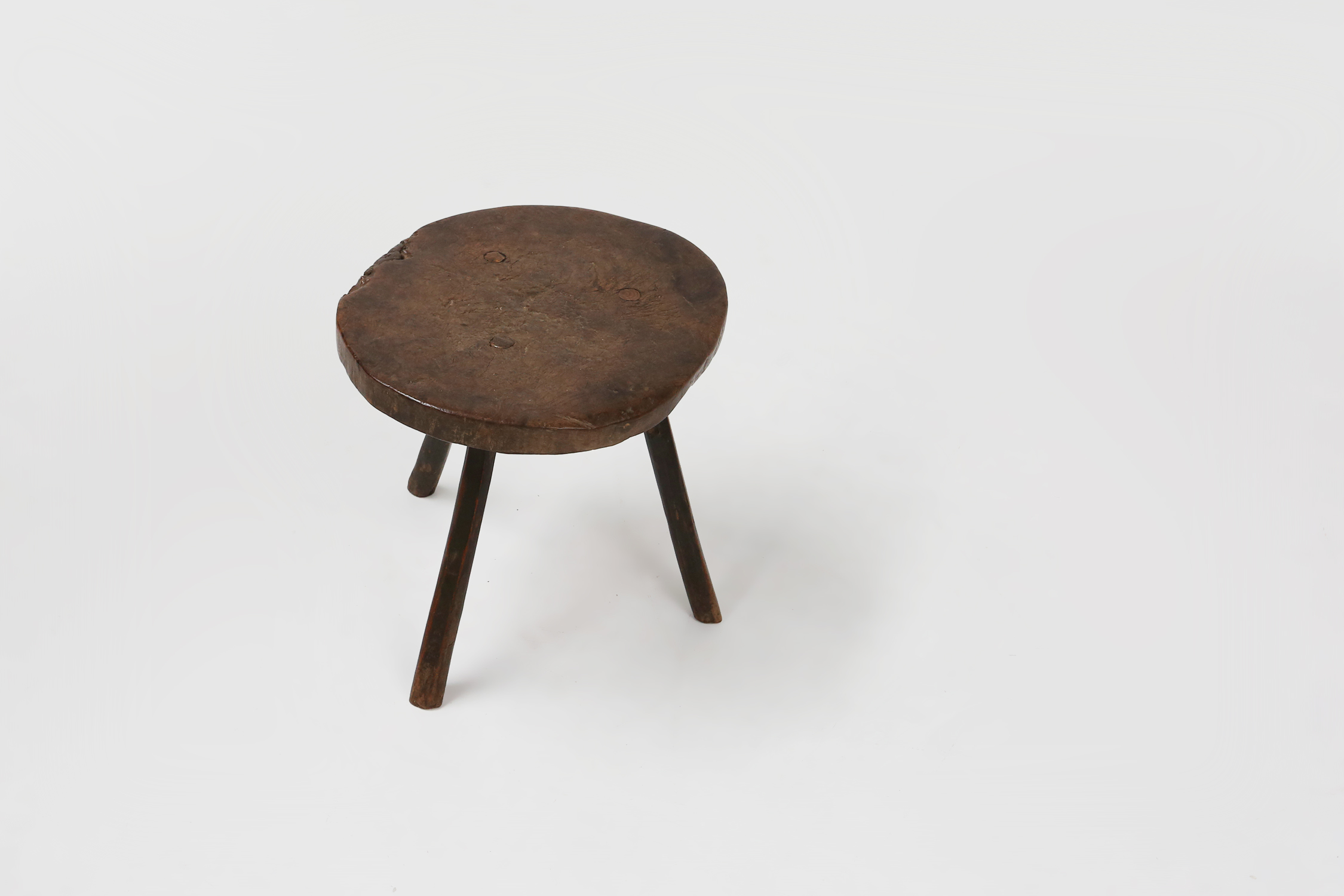 Sculptural rustic brutalist oak tripot stool, France ca. 1850thumbnail